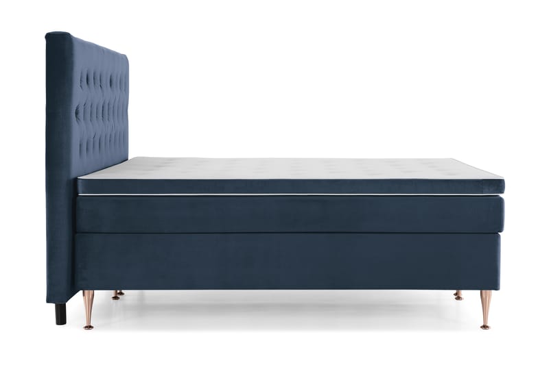 Royal Velvet Komplet Sengepakke 210x210 - Mørkeblå med Høje Rosében - Kontinentalsenge - Dobbeltsenge - Familieseng