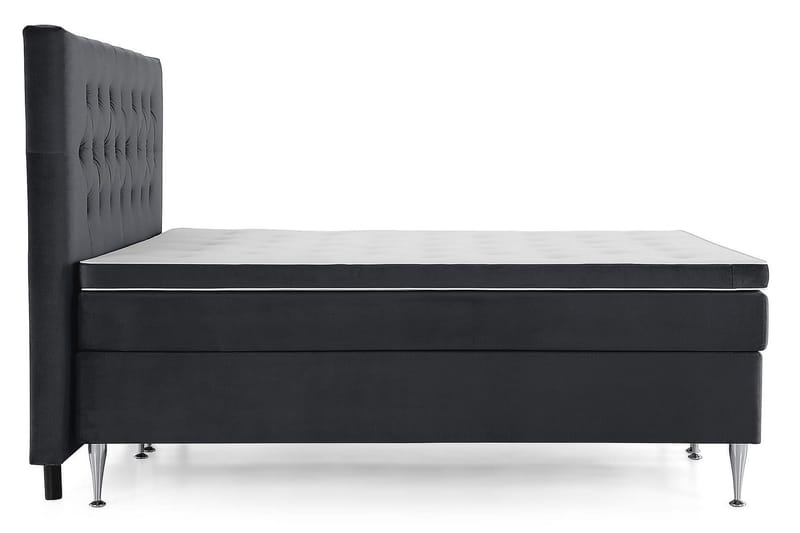Royal Velvet Komplet Sengepakke Fløjlseng 180x200 cm - Sort med høje sølvben - Møbler - Senge - Kontinentalsenge