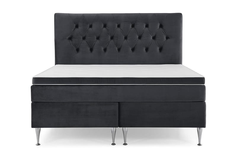 Royal Velvet Komplet Sengepakke Fløjlseng 180x200 cm - Sort med høje sølvben - Møbler - Senge - Kontinentalsenge
