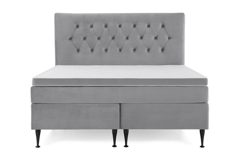 Royal Velvet Komplett Sengpakke 160x200 cm - Lysegrå med Høje Sorte Ben - Møbler - Senge - Komplet sengepakke