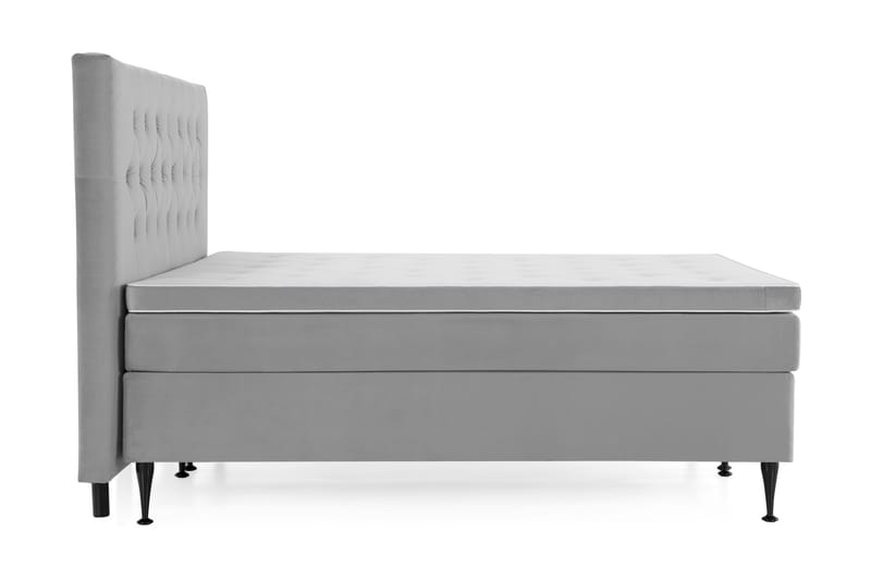 Royal Velvet Komplett Sengpakke 160x200 cm - Lysegrå med Høje Sorte Ben - Møbler - Senge - Komplet sengepakke