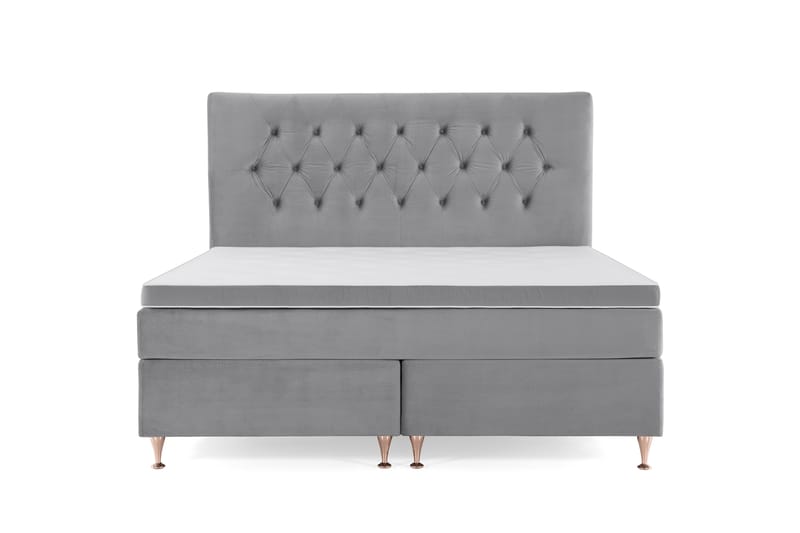 Royal Velvet Komplett Sengpakke 160x200 cm - Lysegrå med Lave Rosében - Møbler - Senge - Komplet sengepakke