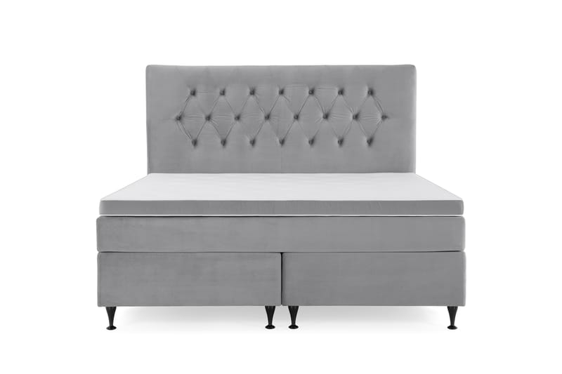 Royal Velvet Komplett Sengpakke 160x200 cm - Lysegrå med Lave Sorte Ben - Møbler - Senge - Komplet sengepakke