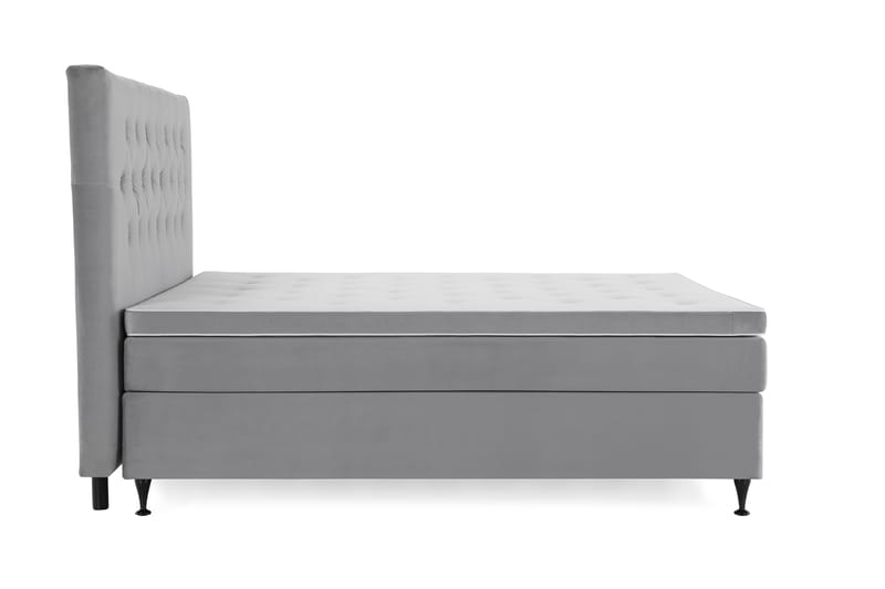 Royal Velvet Komplett Sengpakke 160x200 cm - Lysegrå med Lave Sorte Ben - Møbler - Senge - Komplet sengepakke