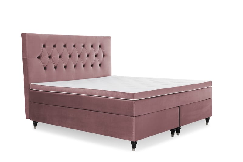 Royal Velvet Komplett Sengpakke 160x200 cm - Lyserød med Formede ben - Møbler - Senge - Kontinentalsenge