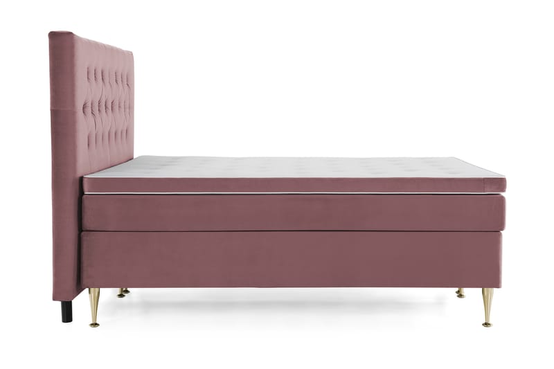 Royal Velvet Komplett Sengpakke 160x200 cm - Lyserød med Høje Guldben - Møbler - Senge - Kontinentalsenge