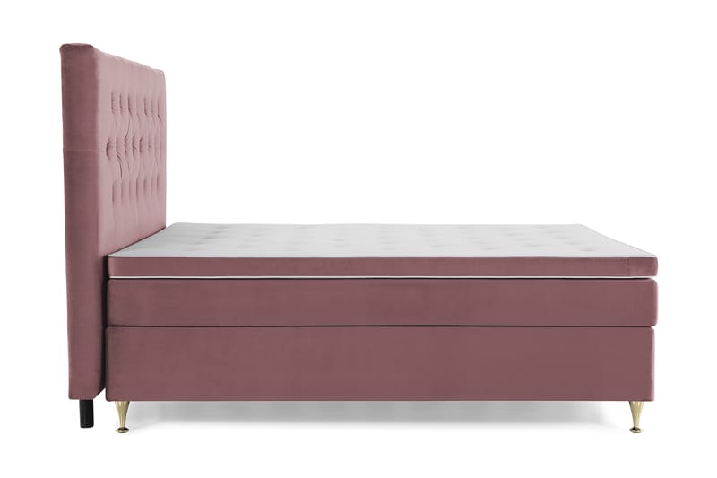 Royal Velvet Komplett Sengpakke 160x200 cm - Lyserød med Lave Guldben - Møbler - Senge - Komplet sengepakke