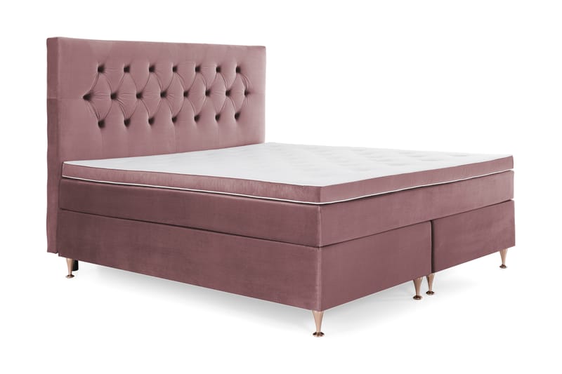 Royal Velvet Komplett Sengpakke 160x200 cm - Lyserød med Lave Rosében - Møbler - Senge - Kontinentalsenge