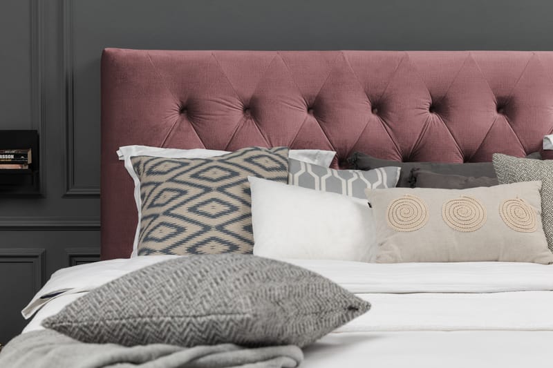 Royal Velvet Komplett Sengpakke 160x200 cm - Lyserød med Lave Rosében - Møbler - Senge - Kontinentalsenge