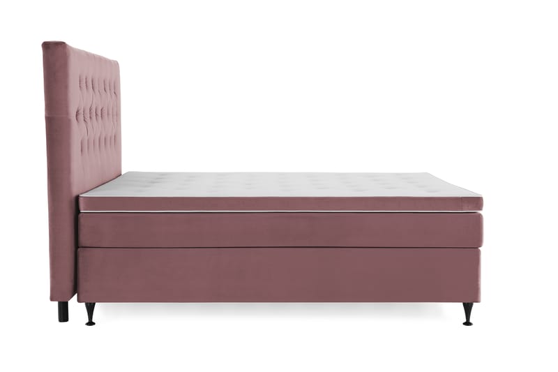 Royal Velvet Komplett Sengpakke 160x200 cm - Lyserød med Lave Sorte Ben - Møbler - Senge - Komplet sengepakke