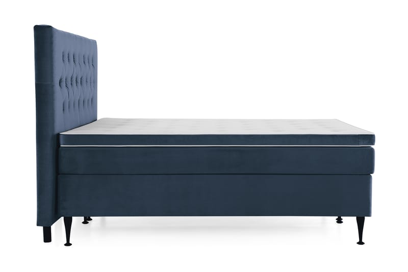 Royal Velvet Komplett Sengpakke 160x200 cm - Mørkeblå med Høje Sorte Ben - Møbler - Senge - Komplet sengepakke