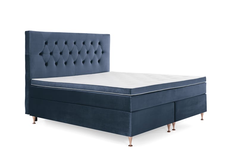 Royal Velvet Komplett Sengpakke 160x200 cm - Mørkeblå med Lave Rosében - Møbler - Senge - Komplet sengepakke