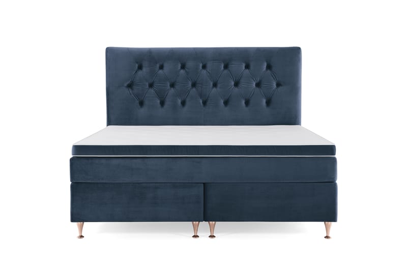 Royal Velvet Komplett Sengpakke 160x200 cm - Mørkeblå med Lave Rosében - Møbler - Senge - Komplet sengepakke