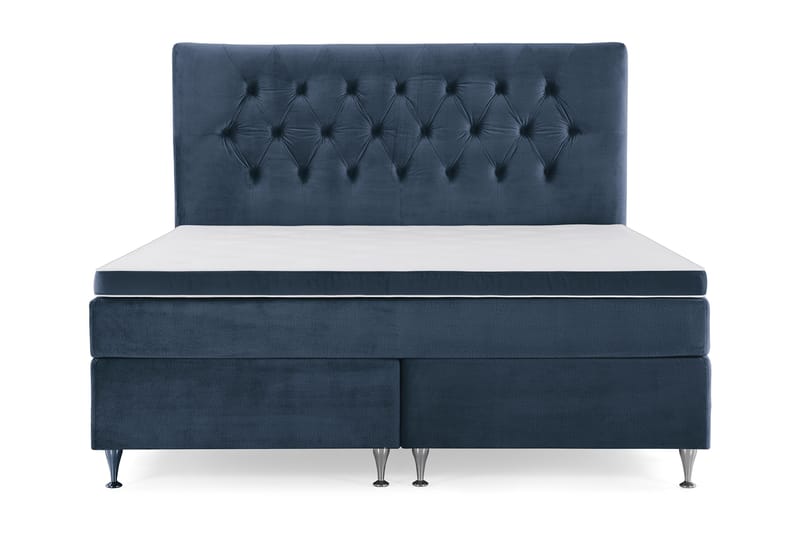 Royal Velvet Komplett Sengpakke 160x200 cm, Mørkeblå med Lave Sølvben