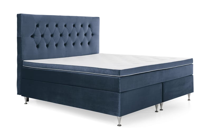 Royal Velvet Komplett Sengpakke 160x200 cm - Mørkeblå med Lave Sølvben - Møbler - Senge - Kontinentalsenge
