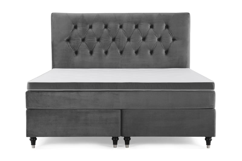 Royal Velvet Komplett Sengpakke 160x200 cm - Mørkegrå med Formede Ben - Møbler - Senge - Kontinentalsenge