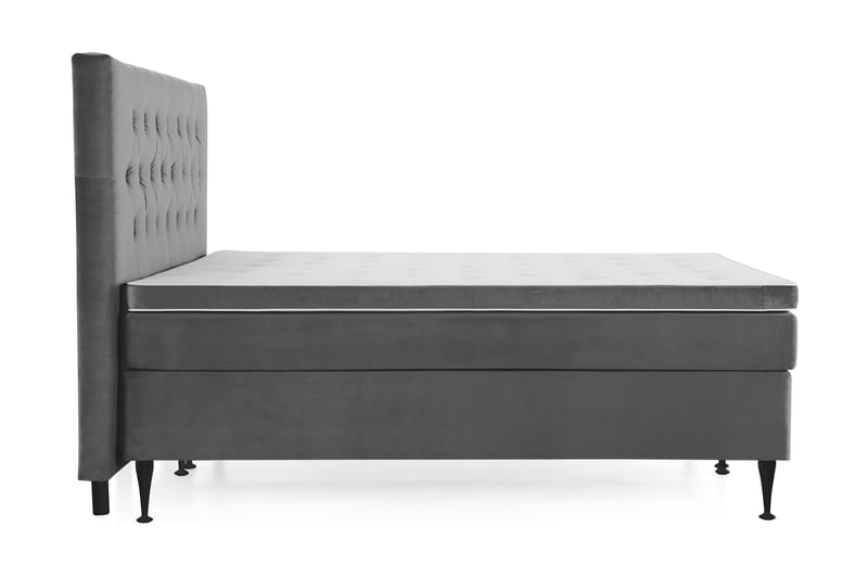 Royal Velvet Komplett Sengpakke 160x200 cm - Mørkegrå med Høje Sorte Ben - Møbler - Senge - Komplet sengepakke