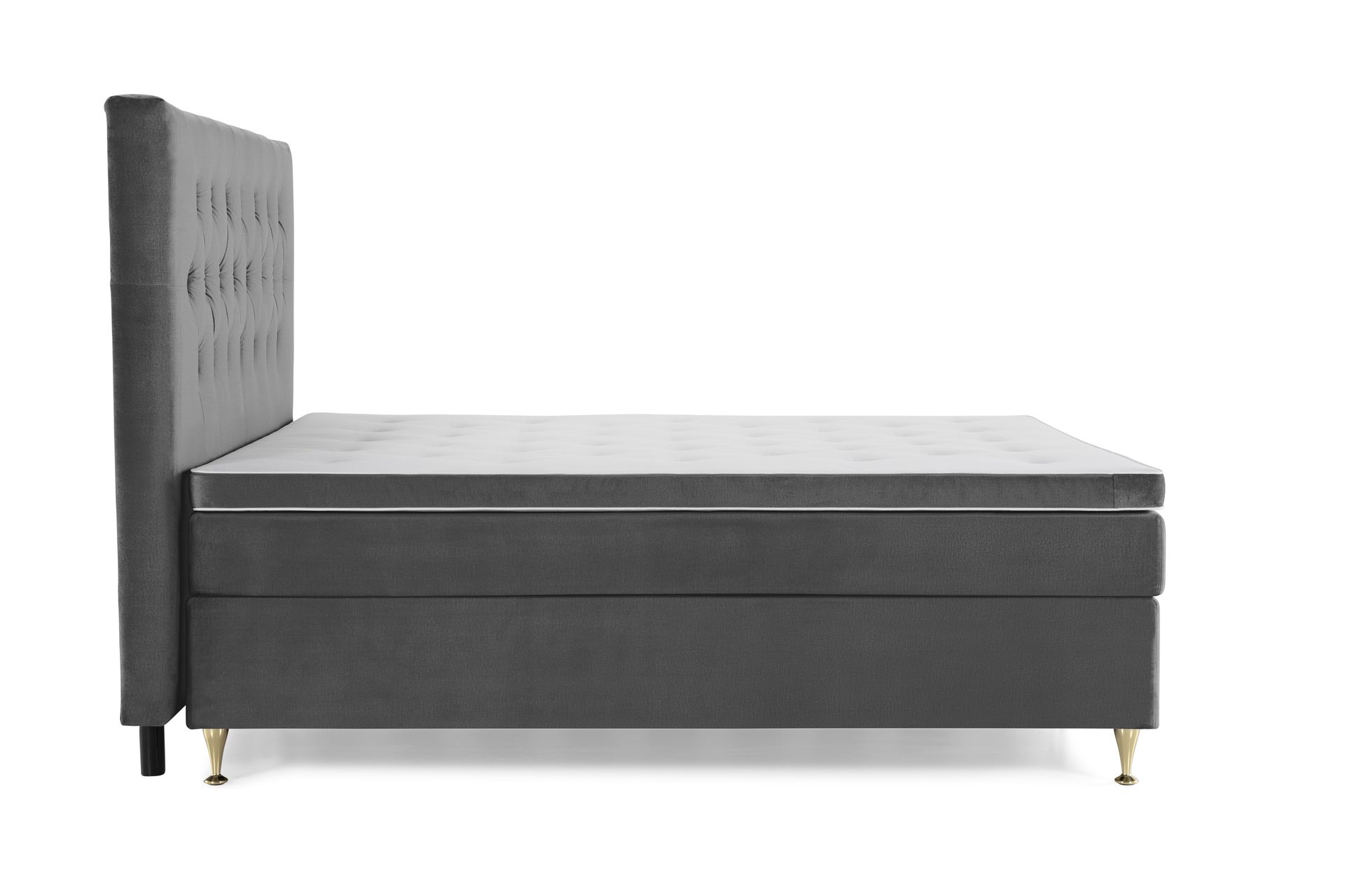 Royal Velvet Komplett Sengpakke 160x200 cm - Mørkegrå med Lave Guldben - Møbler - Senge - Kontinentalsenge