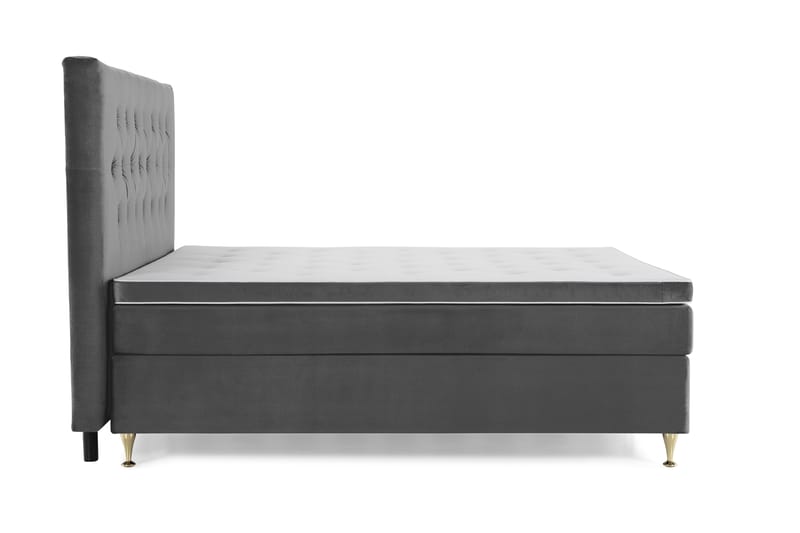 Royal Velvet Komplett Sengpakke 160x200 cm - Mørkegrå med Lave Guldben - Møbler - Senge - Kontinentalsenge