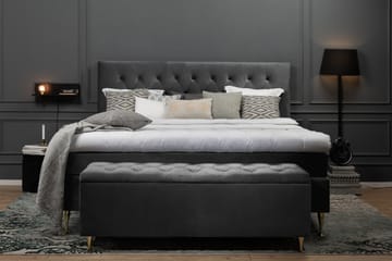 Royal Velvet Komplett Sengpakke 160x200 cm - Mørkegrå med Lave Guldben - Møbler - Senge - Kontinentalsenge