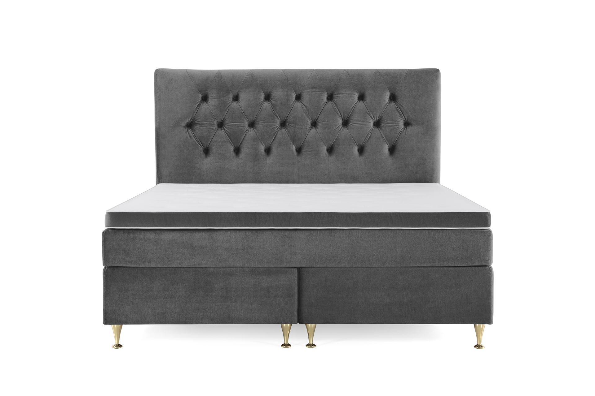Royal Velvet Komplett Sengpakke 160x200 cm - Mørkegrå med Lave Guldben - Møbler - Senge - Kontinentalsenge