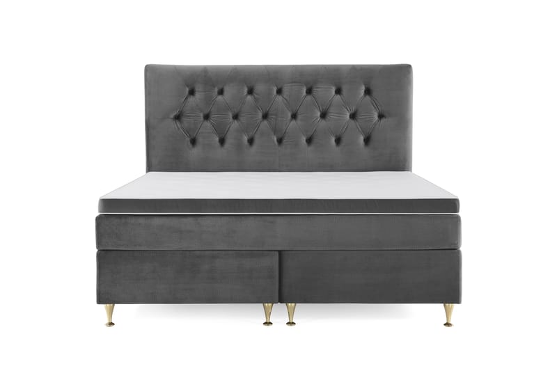 Royal Velvet Komplett Sengpakke 160x200 cm - Mørkegrå med Lave Guldben - Møbler - Senge - Kontinentalsenge