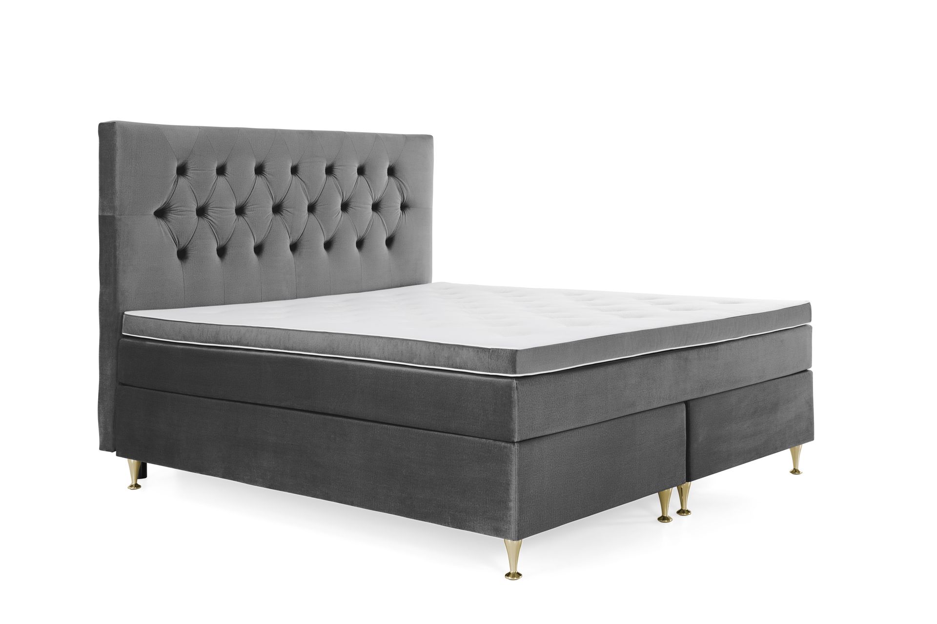 Royal Velvet Komplett Sengpakke 160x200 cm - Mørkegrå med Lave Guldben - Møbler - Senge - Kontinentalsenge
