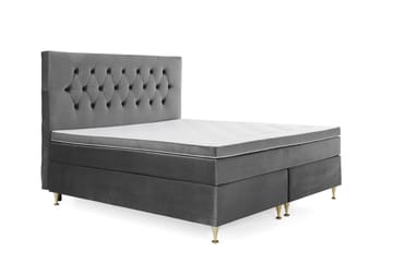 Royal Velvet Komplett Sengpakke 160x200 cm - Mørkegrå med Lave Guldben - Møbler - Senge - Kontinentalsenge