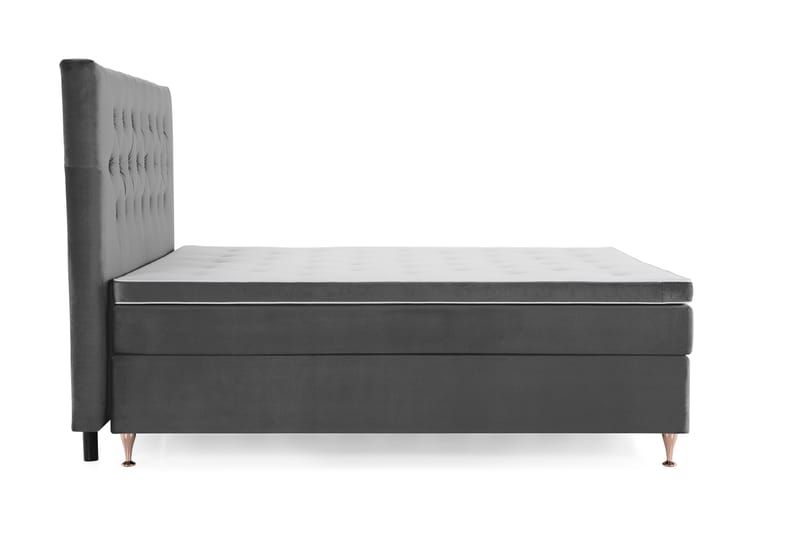 Royal Velvet Komplett Sengpakke 160x200 cm - Mørkegrå med Lave Rosében - Møbler - Senge - Kontinentalsenge