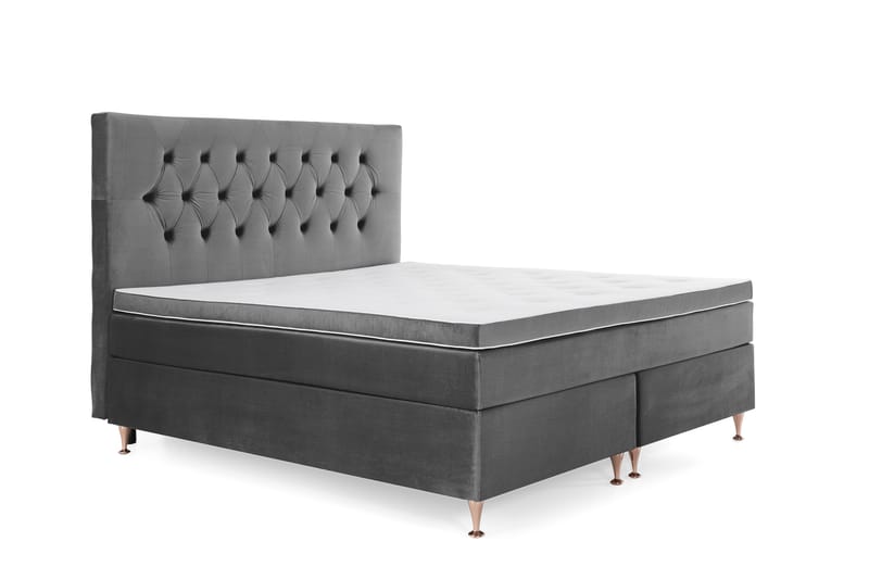 Royal Velvet Komplett Sengpakke 160x200 cm - Mørkegrå med Lave Rosében - Møbler - Senge - Kontinentalsenge