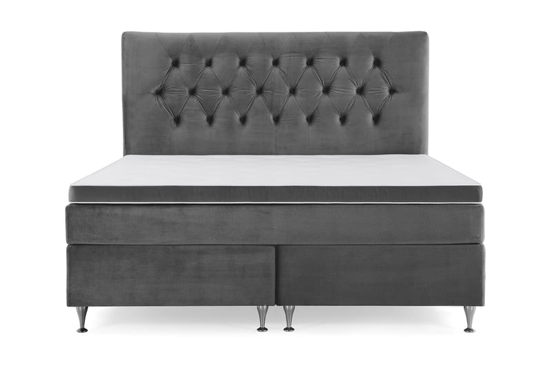 Royal Velvet Komplett Sengpakke 160x200 cm - Mørkegrå med Lave Sølvben - Møbler - Senge - Komplet sengepakke