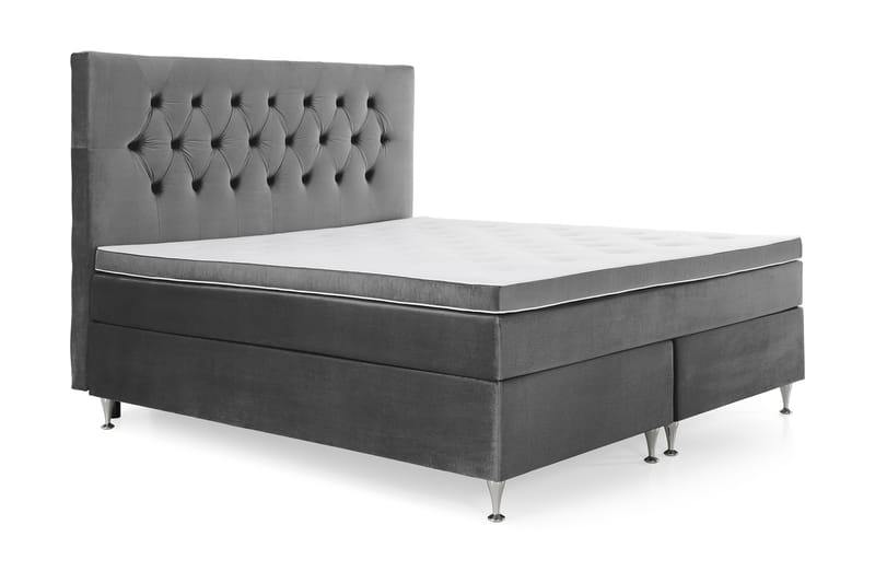Royal Velvet Komplett Sengpakke 160x200 cm - Mørkegrå med Lave Sølvben - Møbler - Senge - Komplet sengepakke