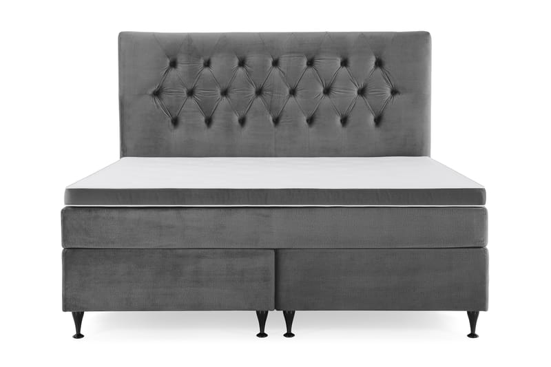 Royal Velvet Komplett Sengpakke 160x200 cm - Mørkegrå med Lave Sorte Ben - Møbler - Senge - Komplet sengepakke