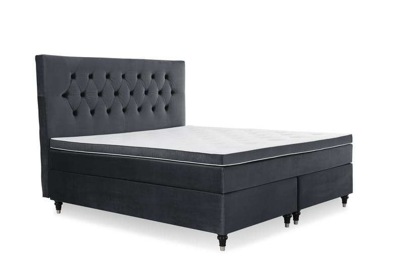Royal Velvet Komplett Sengpakke 160x200 cm - Sort med Formede Ben - Møbler - Senge - Komplet sengepakke