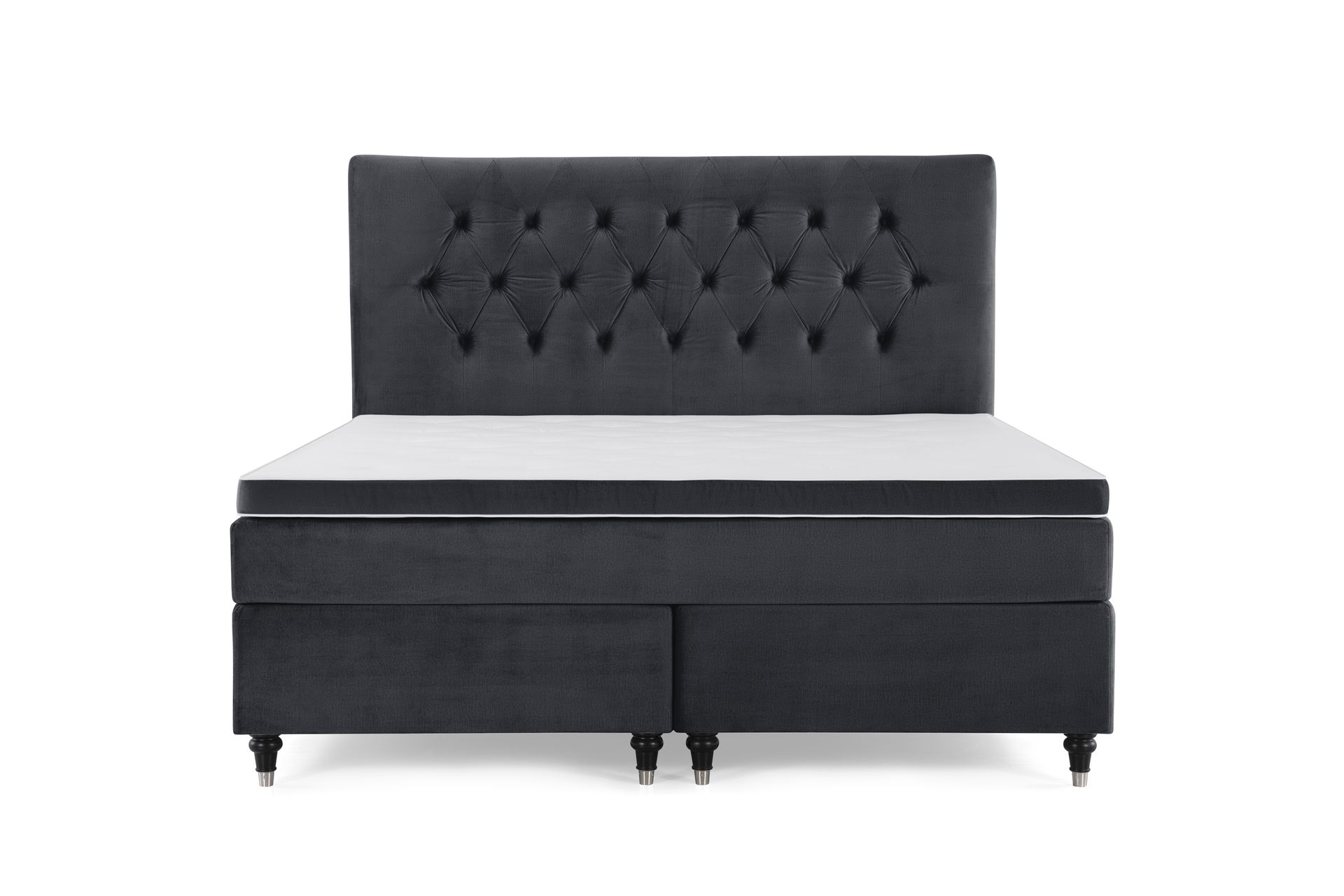Royal Velvet Komplett Sengpakke 160x200 cm - Sort med Formede Ben - Møbler - Senge - Komplet sengepakke