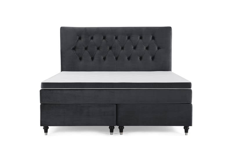 Royal Velvet Komplett Sengpakke 160x200 cm - Sort med Formede Ben - Møbler - Senge - Komplet sengepakke