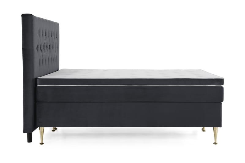 Royal Velvet Komplett Sengpakke 160x200 cm - Sort med Høje Guldben - Møbler - Senge - Kontinentalsenge