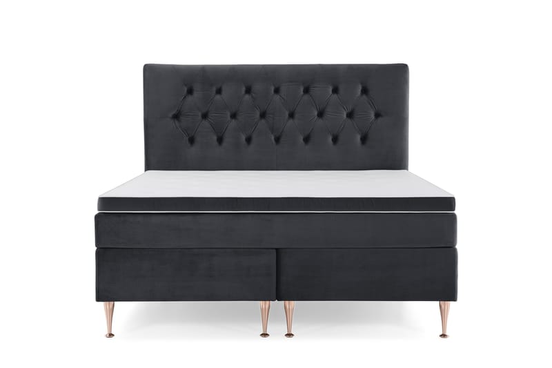 Royal Velvet Komplett Sengpakke 160x200 cm - Sort med Høje Rosében - Møbler - Senge - Kontinentalsenge