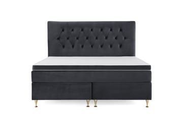Royal Velvet Komplett Sengpakke 160x200 cm - Sort med Lave Guldben - Møbler - Senge - Kontinentalsenge