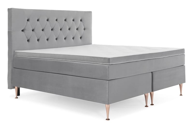 Royal Velvet Komplett Sengpakke 180x200 cm - Lysegrå med Høje Rosében - Møbler - Senge - Kontinentalsenge