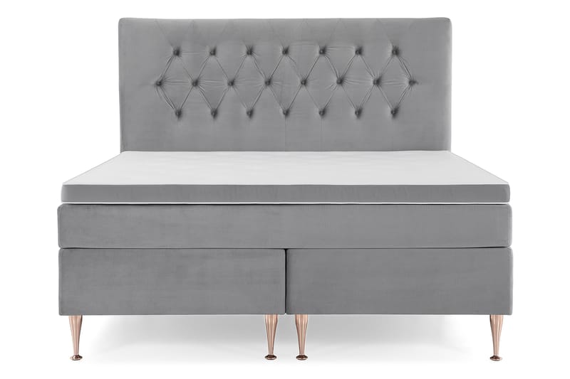 Royal Velvet Komplett Sengpakke 180x200 cm - Lysegrå med Høje Rosében - Møbler - Senge - Komplet sengepakke