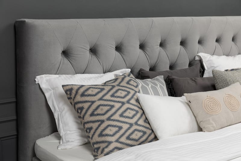 Royal Velvet Komplett Sengpakke 180x200 cm - Lysegrå med Høje Rosében - Møbler - Senge - Kontinentalsenge