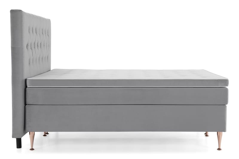 Royal Velvet Komplett Sengpakke 180x200 cm - Lysegrå med Høje Rosében - Møbler - Senge - Kontinentalsenge