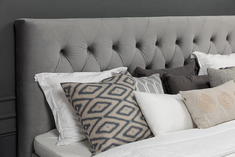 Royal Velvet Komplett Sengpakke 180x200 cm - Lysegrå med Høje Sølvben - Møbler - Senge - Kontinentalsenge