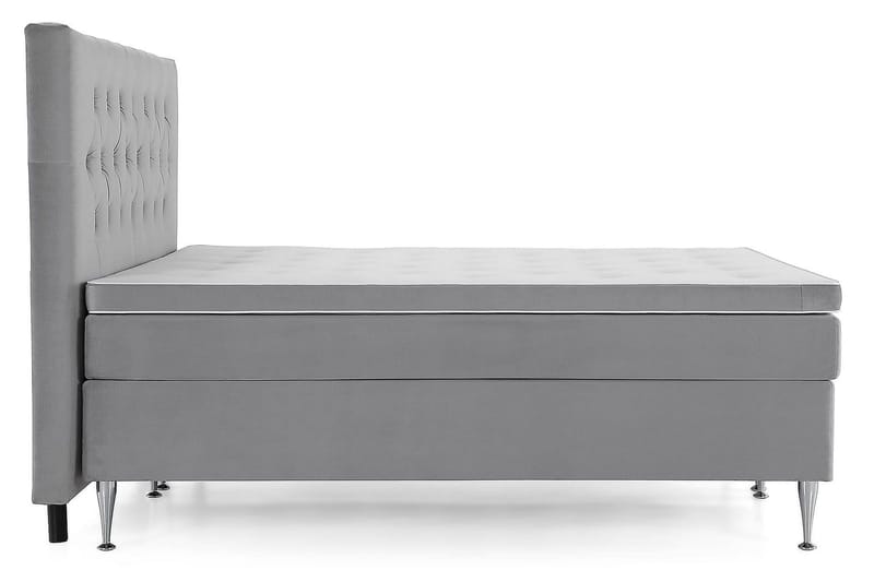 Royal Velvet Komplett Sengpakke 180x200 cm - Lysegrå med Høje Sølvben - Møbler - Senge - Kontinentalsenge
