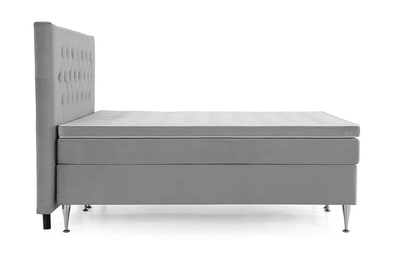 Royal Velvet Komplett Sengpakke 180x200 cm - Lysegrå med Høje Sølvben - Møbler - Senge - Kontinentalsenge