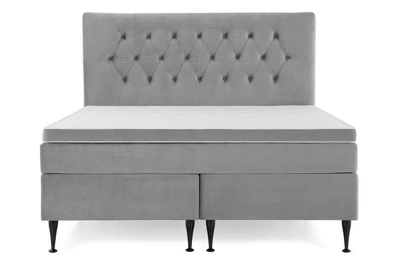 Royal Velvet Komplett Sengpakke 180x200 cm - Lysegrå med Høje Sorte Ben - Møbler - Senge - Komplet sengepakke