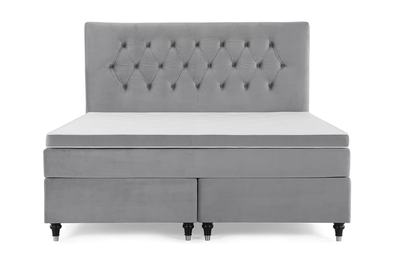 Royal Velvet Komplett Sengpakke 180x200 cm - Lysegrå med Lave Formede Ben - Møbler - Senge - Kontinentalsenge