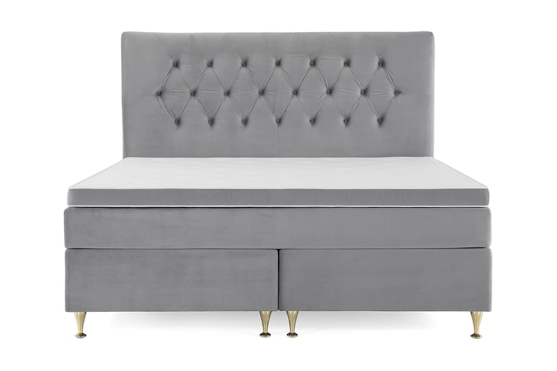 Royal Velvet Komplett Sengpakke 180x200 cm - Lysegrå med Lave Guldben - Møbler - Senge - Komplet sengepakke