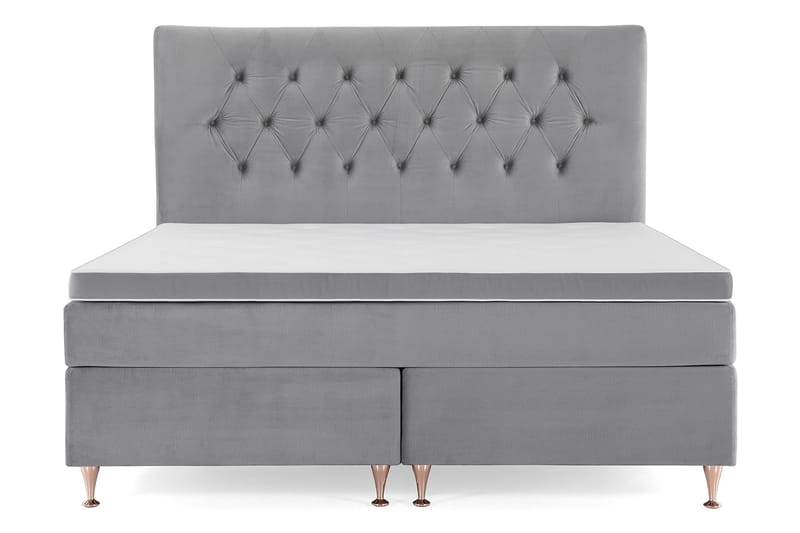 Royal Velvet Komplett Sengpakke 180x200 cm - Lysegrå med Lave Rosében - Møbler - Senge - Kontinentalsenge